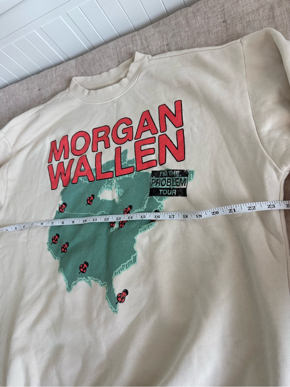 Morgan Wallen I'm The Problem Tour 2025 Sweatshirt Cream Size Large - Picture 8 of 9